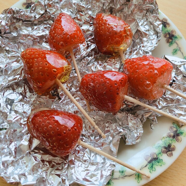 レンジで簡単いちご飴